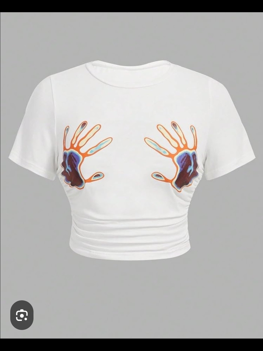 Shein Crop Tee with Colorful Handprint Motifs